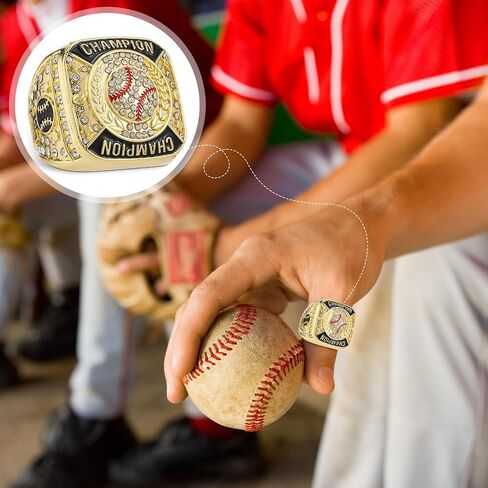 Landical Baseball Championship Ring Baseball Champion Rings Softball Trophy Award Gift with Display Neck Chain and Stand for Tournament or League Baseball Champion Winner in Saudi Arabia