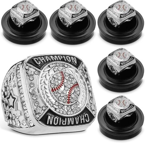 Landical Baseball Championship Ring Baseball Champion Rings Softball Trophy Award Gift with Display Neck Chain and Stand for Tournament or League Baseball Champion Winner in Saudi Arabia