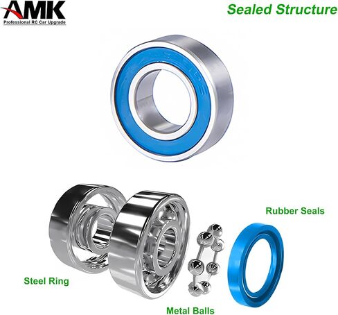 39Pcs TRX4 Metal Ball Bearings Kit, Rubber Sealed Axial SCX10 Bearings Set for 1/10 RC Crawler 92076-4 82046-4 Bronc TRX6 Slash UDR Tamiya TT-02 Semi in Saudi Arabia