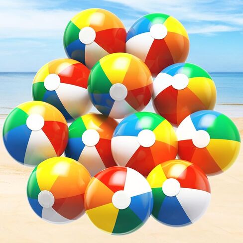 كرات الشاطئ السائبة، ألعاب حمام السباحة القابلة للنفخ للأطفال والكبار، ألعاب الشاطئ لحفلات الصيف والألعاب المائية، ديكورات لوازم حفلات أعياد ميلاد الأطفال، لعبة كلاسيكية بألوان قوس قزح (12 بوصة 12 حزمة) in Kuwait