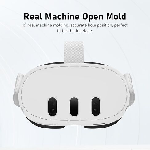 غطاء حماية من السيليكون VR متوافق مع ملحقات Quest 3، غطاء واقي لسماعات الرأس Meta/Quest 3VR، مقاوم للصدمات ومتين، سهل التنظيف (أسود/رمادي) (رمادي) in Kuwait