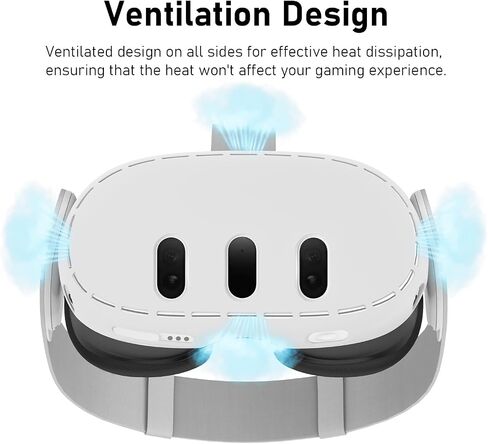 غطاء حماية من السيليكون VR متوافق مع ملحقات Quest 3، غطاء واقي لسماعات الرأس Meta/Quest 3VR، مقاوم للصدمات ومتين، سهل التنظيف (أسود/رمادي) (رمادي) in Kuwait
