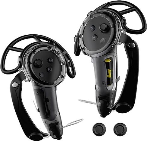 غطاء مقابض تحكم بمقبض ممتد من PEEOHMGZ لملحقات Meta Quest 3 VR، غطاء حماية وحدة تحكم تمديد مضاد للتصادم مع أشرطة قابلة للتعديل (أسود 1) in Kuwait