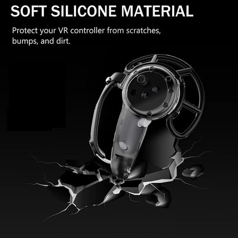 غطاء مقابض تحكم بمقبض ممتد من PEEOHMGZ لملحقات Meta Quest 3 VR، غطاء حماية وحدة تحكم تمديد مضاد للتصادم مع أشرطة قابلة للتعديل (أسود 1) in Kuwait