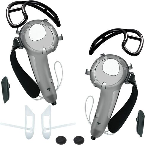 غطاء مقابض تحكم بمقبض ممتد من PEEOHMGZ لملحقات Meta Quest 3 VR، غطاء حماية وحدة تحكم تمديد مضاد للتصادم مع أشرطة قابلة للتعديل (أسود 1) in Kuwait