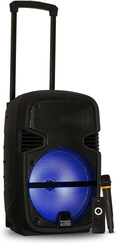 صوت صوتي من جولد وود مزود ببطارية وشاشة LED بلوتوث مقاس 12 بوصة وميكروفون لاسلكي (PRTY122، أسود) in Kuwait