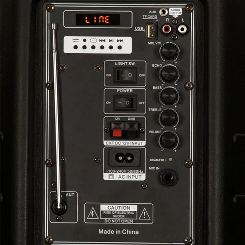 صوت صوتي من جولد وود مزود ببطارية وشاشة LED بلوتوث مقاس 12 بوصة وميكروفون لاسلكي (PRTY122، أسود) in Kuwait