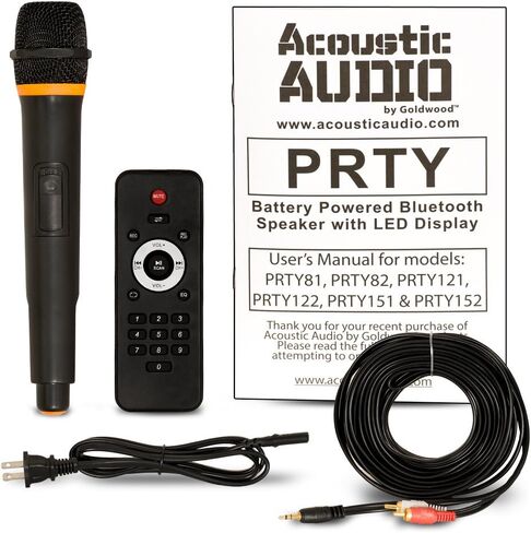 صوت صوتي من جولد وود مزود ببطارية وشاشة LED بلوتوث مقاس 12 بوصة وميكروفون لاسلكي (PRTY122، أسود) in Kuwait