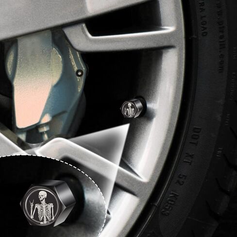 Akkya Tire Valve Stem Caps Cover for Car Bike Bicycle Motorcycles Tractors Mountain Bikes Trucks Cool Character Black Metal Chrome Tire Air Pressure Covers Wheel Accessories Parts in Saudi Arabia