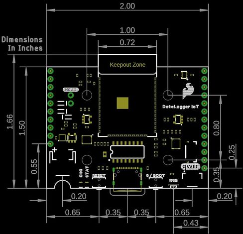 SparkFun DataLogger IoT، وحدة ESP32-WROOM-32E، مقياس وقود LiPo MAX17048، الأبعاد: 1.66 بوصة. × 2.00 بوصة. in Saudi Arabia