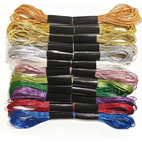 12 خيط تطريز معدني، خيط غرز متقاطعة متعدد الأغراض، مستلزمات التطريز اليدوي بألوان مختلطة (8 م 12 ضفيرة) in Kuwait