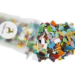 بلاط فسيفساء، قطع فسيفساء زجاجية كبيرة، بلاط مربع مموج 2 × 2 سم، مجموعات فسيفساء للبالغين، بلاط فسيفساء زجاجي للحرف اليدوية الفنية، الإطارات، حشو المزهريات، ديكور المنزل، 410 جم/14.5 أونصة (أرجواني) in Kuwait