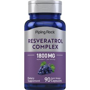 Piping Rock Resveratrol Complex 1800 mg | 90 Capsules | Ultra Potent | Non-GMO, Gluten Free Supplement in Kuwait