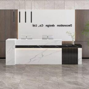 Reception Desk，Front Desk Reception Room Table, Front Counter,Wooden Checkout Counter, Home Office Table,for Home Office,Checkout,Lobby160 * 75 * 100cm (Left Hight) in Kuwait