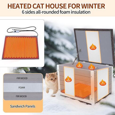 Rockever Outdoor Cat House, 100% Insulated Outdoor Cat Houses for Winter Outdoor Cat Houses for Feral Cats Weatherproof All-Round Foam Design in Kuwait