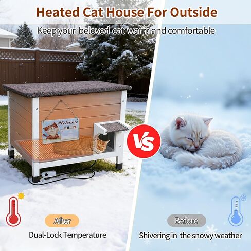 Rockever Outdoor Cat House, 100% Insulated Outdoor Cat Houses for Winter Outdoor Cat Houses for Feral Cats Weatherproof All-Round Foam Design in Kuwait