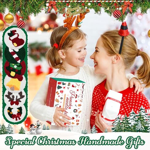 طقم إبر خرامة عيد الميلاد 6 قطع من Atawlege، مجموعة تطريز بإبرة خرامة ذاتية الصنع للبالغين والأطفال المبتدئين، هدية أكواب شجرة عيد الميلاد سانتا كلوز مع خيوط أدوات طوقية من قماش الراهب in Kuwait