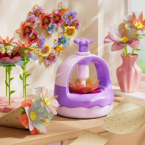 مجموعة أدوات باقة الزهور القماشية، لعبة الفنون والحرف اليدوية للأطفال، مجموعة أنشطة صنع الزهور الإبداعية، لعبة تعليمية لمرحلة ما قبل المدرسة، هدية مثالية لعيد الميلاد والكريسماس للفتيات من سن 4 5 6 7 8+ (أرجواني) in Kuwait