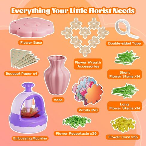 مجموعة أدوات باقة الزهور القماشية، لعبة الفنون والحرف اليدوية للأطفال، مجموعة أنشطة صنع الزهور الإبداعية، لعبة تعليمية لمرحلة ما قبل المدرسة، هدية مثالية لعيد الميلاد والكريسماس للفتيات من سن 4 5 6 7 8+ (أرجواني) in Kuwait