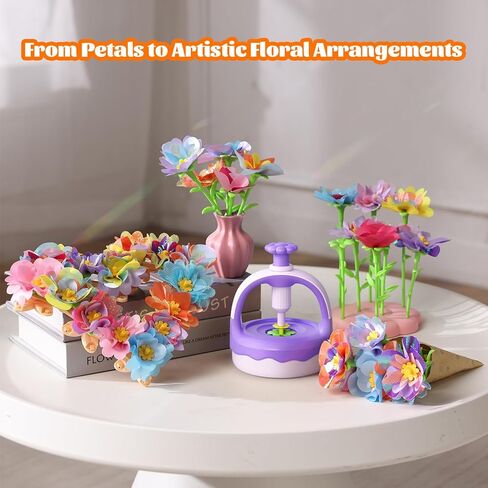 مجموعة أدوات باقة الزهور القماشية، لعبة الفنون والحرف اليدوية للأطفال، مجموعة أنشطة صنع الزهور الإبداعية، لعبة تعليمية لمرحلة ما قبل المدرسة، هدية مثالية لعيد الميلاد والكريسماس للفتيات من سن 4 5 6 7 8+ (أرجواني) in Kuwait