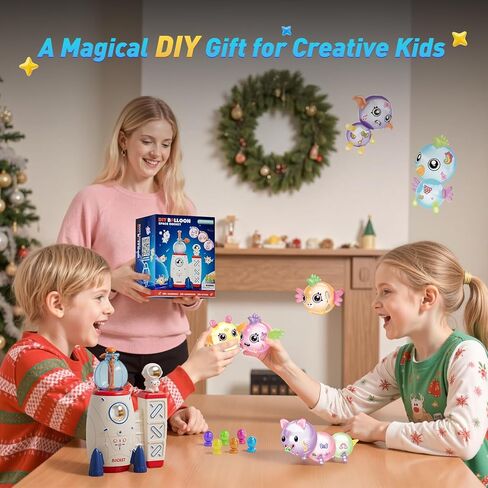 صاروخ فضائي بالون DIY مع مضخة، مجموعة بالونات ممتعة للأطفال من عمر 3 سنوات فما فوق، بالونات لاصقة مبتكرة، لعبة STEM، هدية مثالية لعيد الميلاد أو العطلات للأولاد والبنات in Kuwait