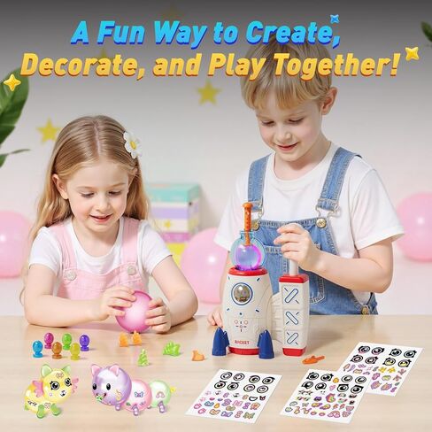 صاروخ فضائي بالون DIY مع مضخة، مجموعة بالونات ممتعة للأطفال من عمر 3 سنوات فما فوق، بالونات لاصقة مبتكرة، لعبة STEM، هدية مثالية لعيد الميلاد أو العطلات للأولاد والبنات in Kuwait