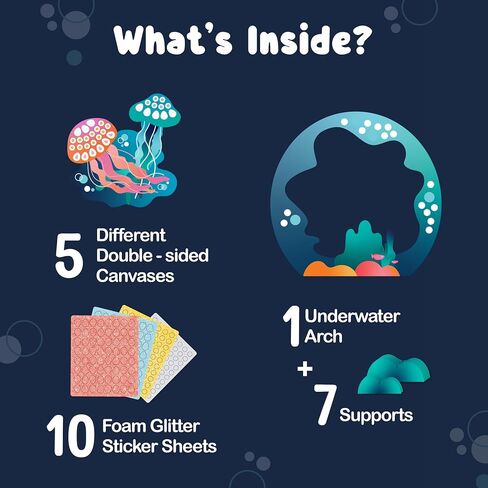 BINCA Foam Sticker Mosaic Art Activity, 750+ 3D Glitter Foam Stickers, 5 Winter Animals with Display Arch, Christmas Stocking Stuffers, DIY Mess-Free Activities, Gifts for Boys & Girls Ages 5,6,7,8 in Kuwait