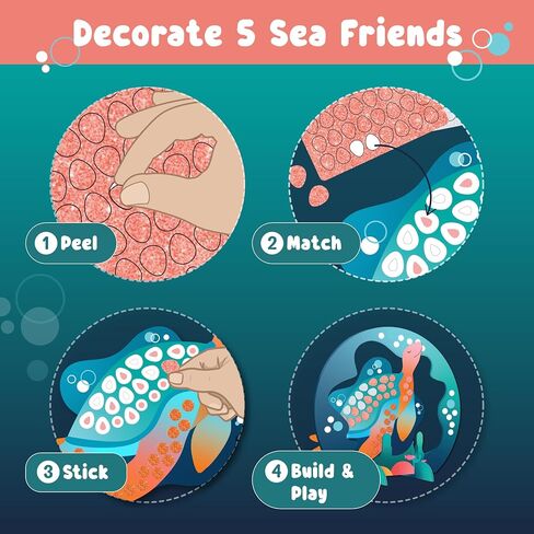 BINCA Foam Sticker Mosaic Art Activity, 750+ 3D Glitter Foam Stickers, 5 Winter Animals with Display Arch, Christmas Stocking Stuffers, DIY Mess-Free Activities, Gifts for Boys & Girls Ages 5,6,7,8 in Kuwait