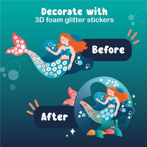BINCA Foam Sticker Mosaic Art Activity, 750+ 3D Glitter Foam Stickers, 5 Winter Animals with Display Arch, Christmas Stocking Stuffers, DIY Mess-Free Activities, Gifts for Boys & Girls Ages 5,6,7,8 in Kuwait