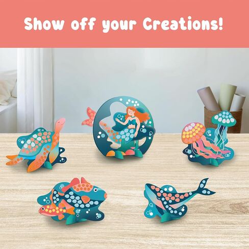BINCA Foam Sticker Mosaic Art Activity, 750+ 3D Glitter Foam Stickers, 5 Winter Animals with Display Arch, Christmas Stocking Stuffers, DIY Mess-Free Activities, Gifts for Boys & Girls Ages 5,6,7,8 in Kuwait