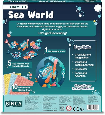 BINCA Foam Sticker Mosaic Art Activity, 750+ 3D Glitter Foam Stickers, 5 Winter Animals with Display Arch, Christmas Stocking Stuffers, DIY Mess-Free Activities, Gifts for Boys & Girls Ages 5,6,7,8 in Kuwait