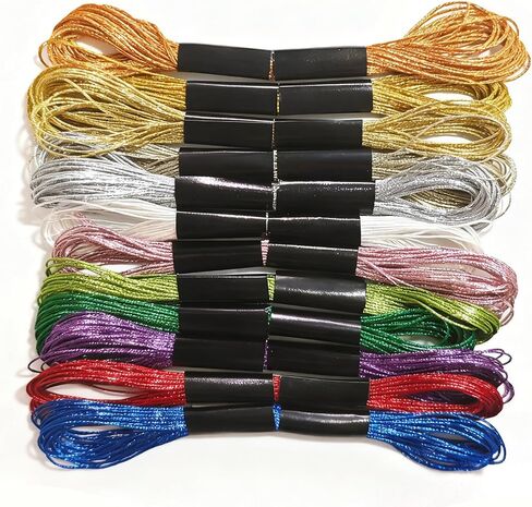 12 خيط تطريز معدني، خيط غرز متقاطعة متعدد الأغراض، مستلزمات التطريز اليدوي بألوان مختلطة (8 م 12 ضفيرة) in Kuwait
