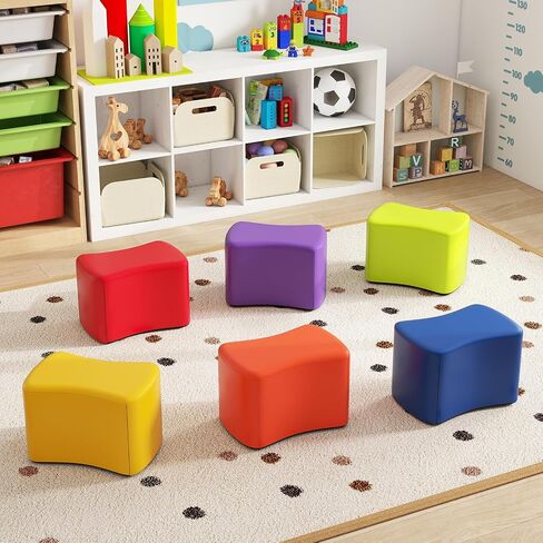 Costzon 6-Piece Modular Stool Set for Kids, 10'' Waterproof Daycare Butterfly Foam Stools Preschool Seating for Toddlers, Flexible Seating Option for Classroom, Home, Kindergarten or Nursery in Saudi Arabia