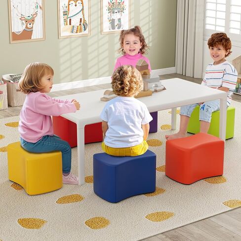 Costzon 6-Piece Modular Stool Set for Kids, 10'' Waterproof Daycare Butterfly Foam Stools Preschool Seating for Toddlers, Flexible Seating Option for Classroom, Home, Kindergarten or Nursery in Saudi Arabia