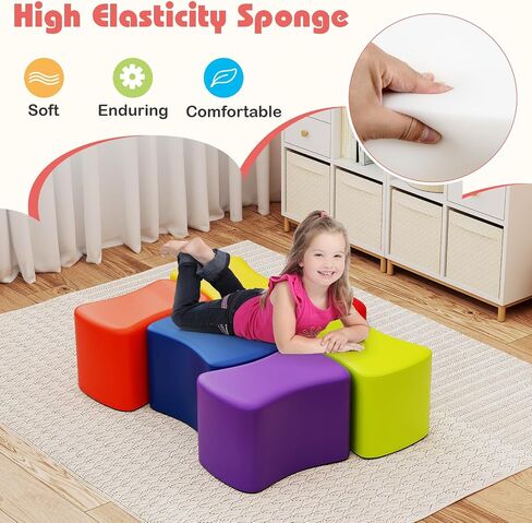 Costzon 6-Piece Modular Stool Set for Kids, 10'' Waterproof Daycare Butterfly Foam Stools Preschool Seating for Toddlers, Flexible Seating Option for Classroom, Home, Kindergarten or Nursery in Saudi Arabia