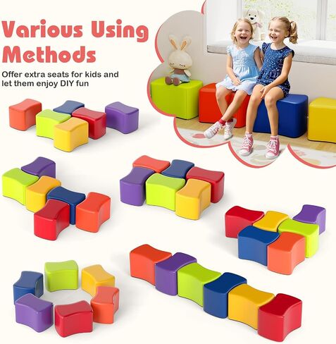 Costzon 6-Piece Modular Stool Set for Kids, 10'' Waterproof Daycare Butterfly Foam Stools Preschool Seating for Toddlers, Flexible Seating Option for Classroom, Home, Kindergarten or Nursery in Saudi Arabia