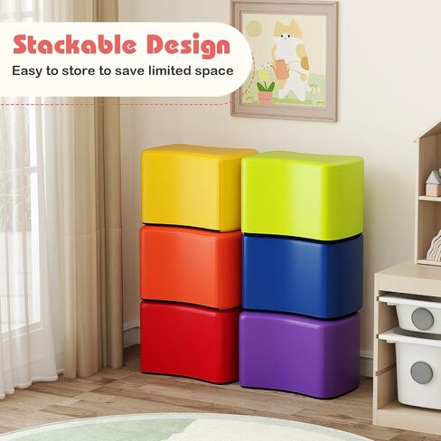 Costzon 6-Piece Modular Stool Set for Kids, 10'' Waterproof Daycare Butterfly Foam Stools Preschool Seating for Toddlers, Flexible Seating Option for Classroom, Home, Kindergarten or Nursery in Saudi Arabia