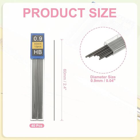 PATIKIL 480Pcs 0.9 mm Mechanical Pencil Lead, Medium Thickness Lead Refill Break Resistant Pencil Refills for Writing, Black in Saudi Arabia
