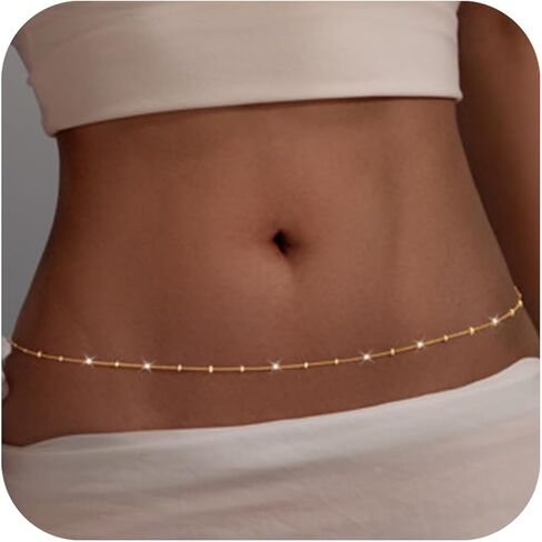 Poxtex 9pcs African Waist Beads for Women, Summer Layered Elastic Belly Beads for Beach Bikini, Colorful Stretch Waist Beaded Body Chain Jewelry, Body Accessories for Women Girls in Saudi Arabia