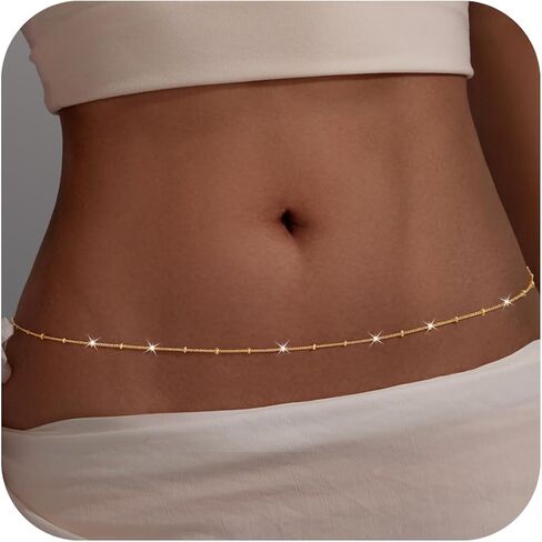 Poxtex 9pcs African Waist Beads for Women, Summer Layered Elastic Belly Beads for Beach Bikini, Colorful Stretch Waist Beaded Body Chain Jewelry, Body Accessories for Women Girls in Saudi Arabia