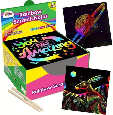 50pcs Rainbow Scratch Paper Set,Scratch Art Crafts Gifts,Rainbow Scrat-ch Paper Art Gifts,Arts and Crafts for 4-6 Birthday Gift in Saudi Arabia