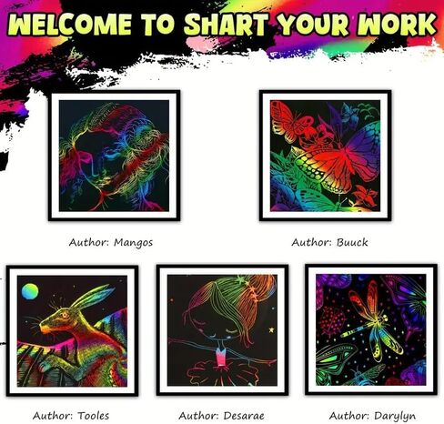 50pcs Rainbow Scratch Paper Set,Scratch Art Crafts Gifts,Rainbow Scrat-ch Paper Art Gifts,Arts and Crafts for 4-6 Birthday Gift in Saudi Arabia