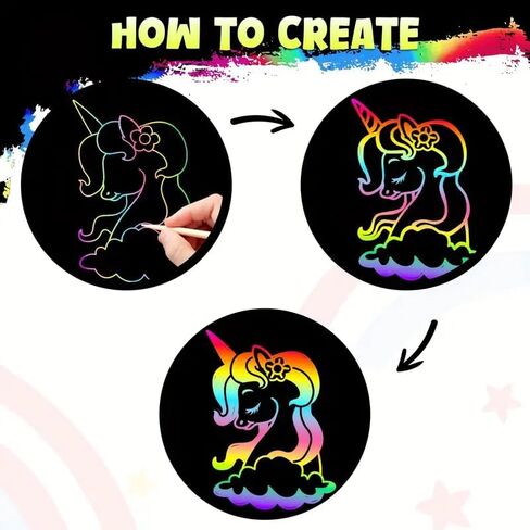 50pcs Rainbow Scratch Paper Set,Scratch Art Crafts Gifts,Rainbow Scrat-ch Paper Art Gifts,Arts and Crafts for 4-6 Birthday Gift in Saudi Arabia