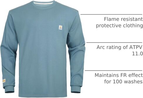 قمصان VANLENS FR للرجال CAT2/HRC2 6.5oz خفيفة الوزن مقاومة للحريق للرجال تي شيرت بأكمام طويلة وفتحة رقبة مستديرة in Saudi Arabia