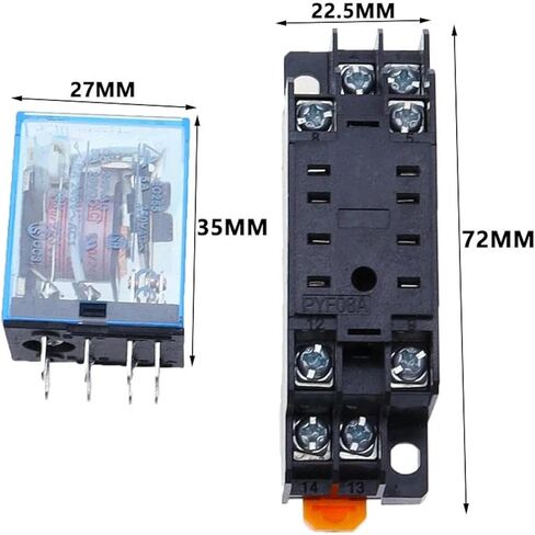 مفتاح مرحل كهرومغناطيسي صغير MY2P HH52P DPDT مع قاعدة مقبس، مؤشر LED، تركيب إضافي، لوحة تحكم للأغراض العامة (48 فولت تيار مستمر) in Kuwait