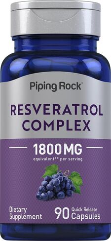 Piping Rock Resveratrol Complex 1800 mg | 90 Capsules | Ultra Potent | Non-GMO, Gluten Free Supplement in Saudi Arabia