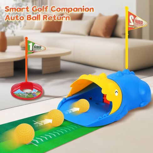 PINKPEACH Toddler Golf Set, 3-8 Kids Golf Set with Automatic Ball Return, Golf Mat, Glow Balls, Golf Balls, 3 Clubs & Golf Tees, Indoor & Outdoor Sports Game Toys for 3 4 5 6 7 8 Years Old Boys Girls in Saudi Arabia
