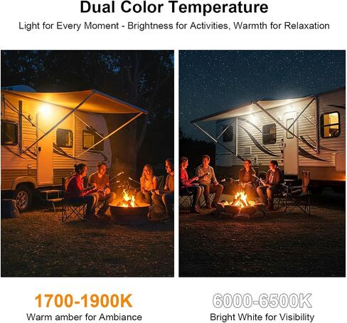 Aluminum RV LED Porch Light- Dual Color Switchable White & Amber, 1400LM Bright Outdoor Light, IP67 Waterproof 12-30V DC, for Campers, Trailers, Motorhomes (White Housing)- 1 Pack in Kuwait