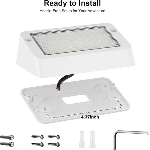 Aluminum RV LED Porch Light- Dual Color Switchable White & Amber, 1400LM Bright Outdoor Light, IP67 Waterproof 12-30V DC, for Campers, Trailers, Motorhomes (White Housing)- 1 Pack in Kuwait