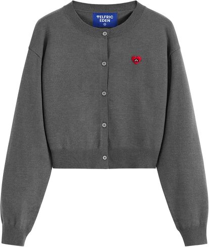 Aelfric Eden Cropped Cardigan Sweaters for Women Lightweight Open Front Cardigans Long Sleeve Crewneck Knit Fall Outfits 2025 in Saudi Arabia